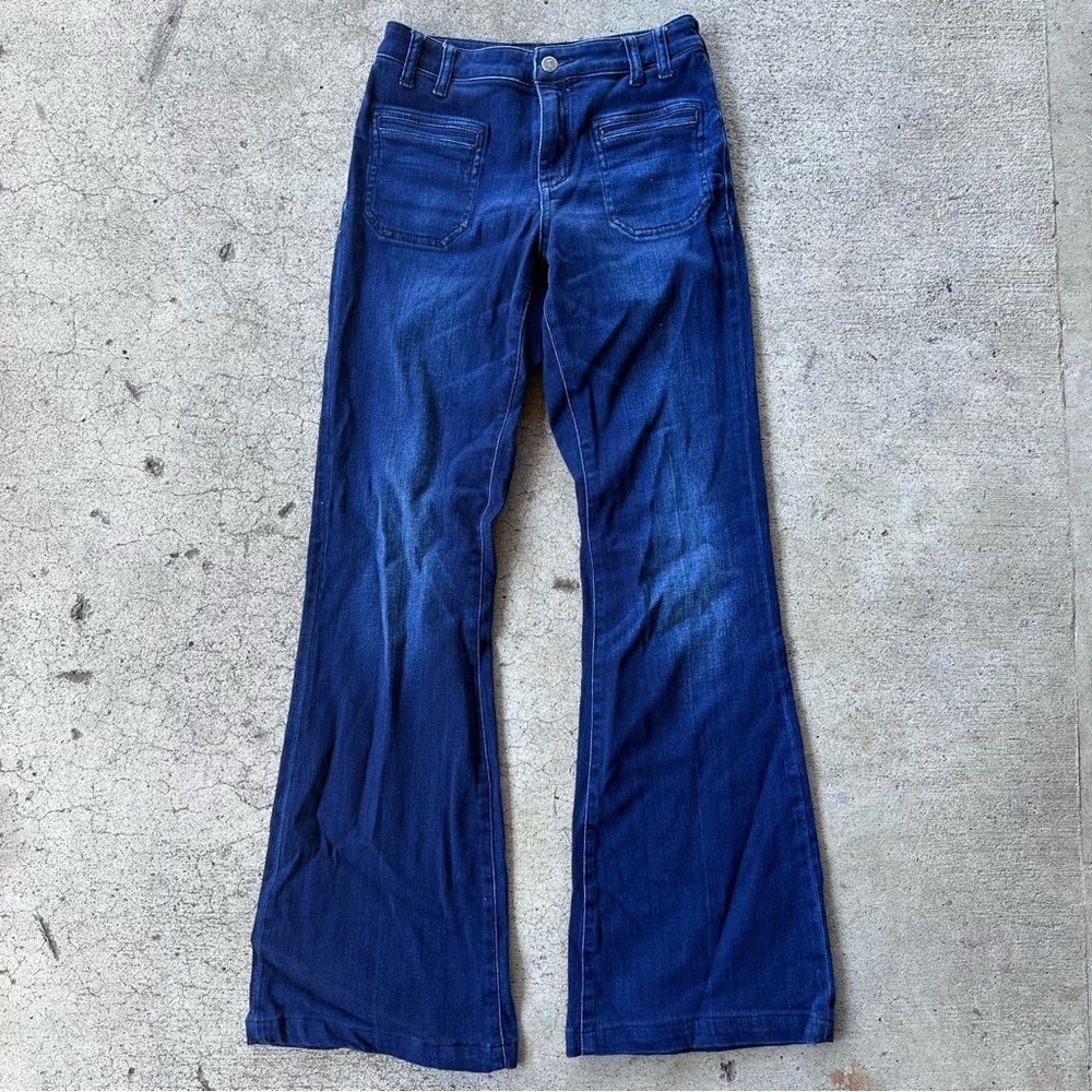 Pilcro and the Letterpress Deep Indigo Flare Jeans